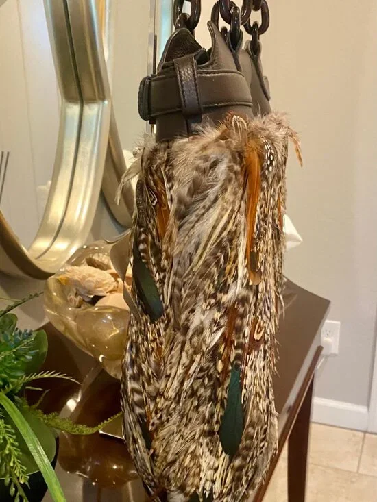 Salvatore Ferragamo Authentic, Iconic, Multicolor Pheasant Feather Bag! - Picture 6 of 9